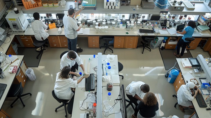 Busy Laboratory Scene Stockcake