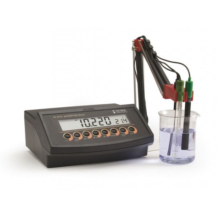 HI2216 pH / ORP / ISE / °C Meter / 5-Point Calibration; Resolution 0.001 + PC Interface