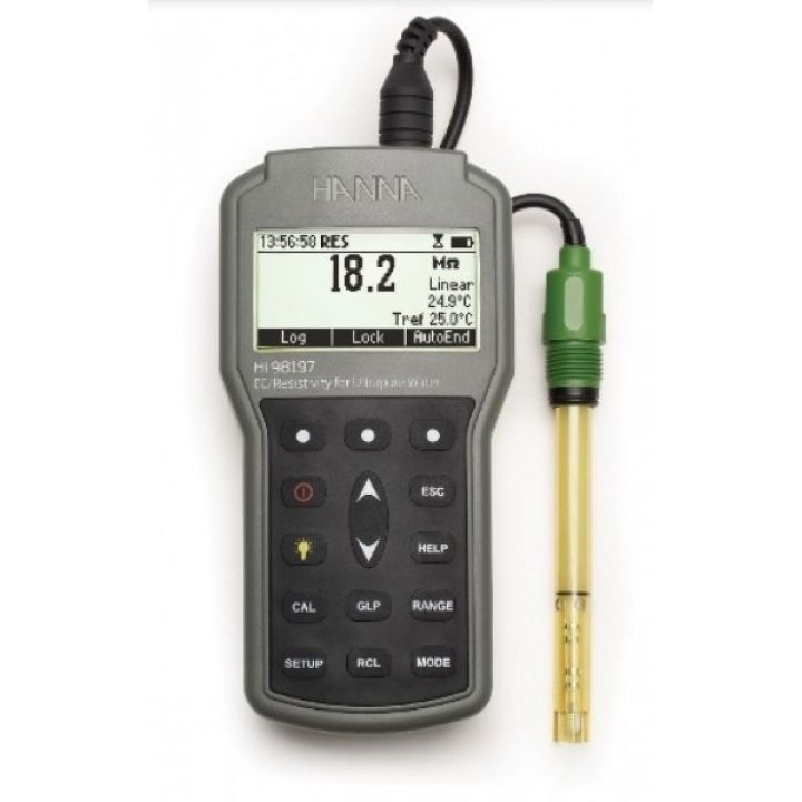 HI98197 Ultra Pure Water EC/Resistivity Waterproof Portable Meter