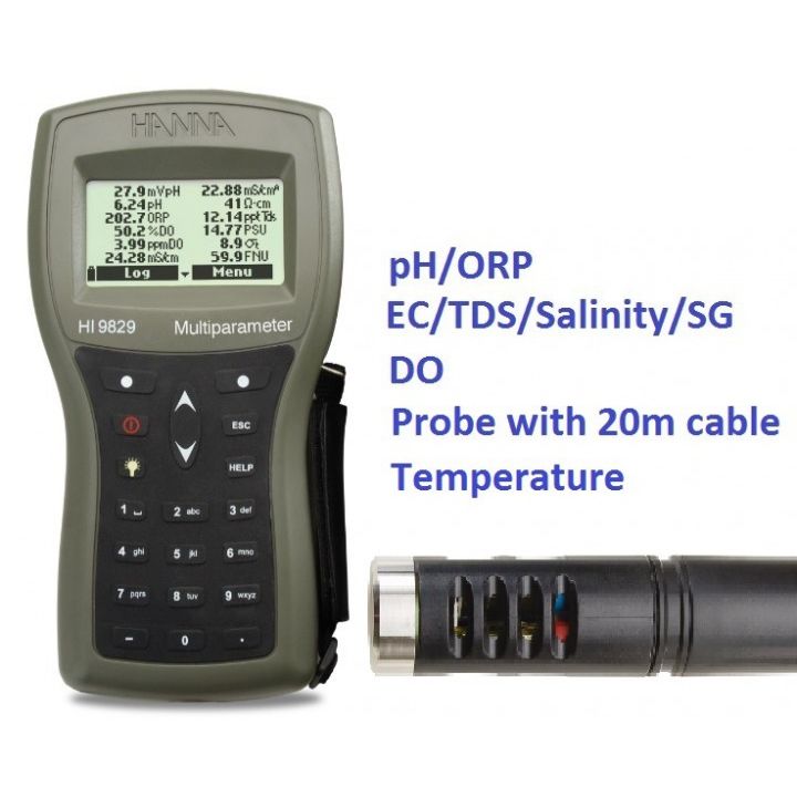 HI9829-00042 Multiparameter - pH / ORP / EC / TDS / Salinity / DO / Temp - 4m Cable Complete Set