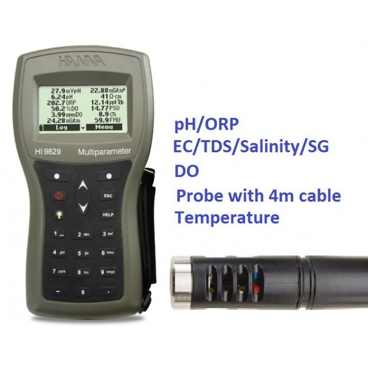 HI9829-01042 Multiparameter - pH / ORP / EC / TDS / Salinity / DO / Turbidity / Temp - 4m